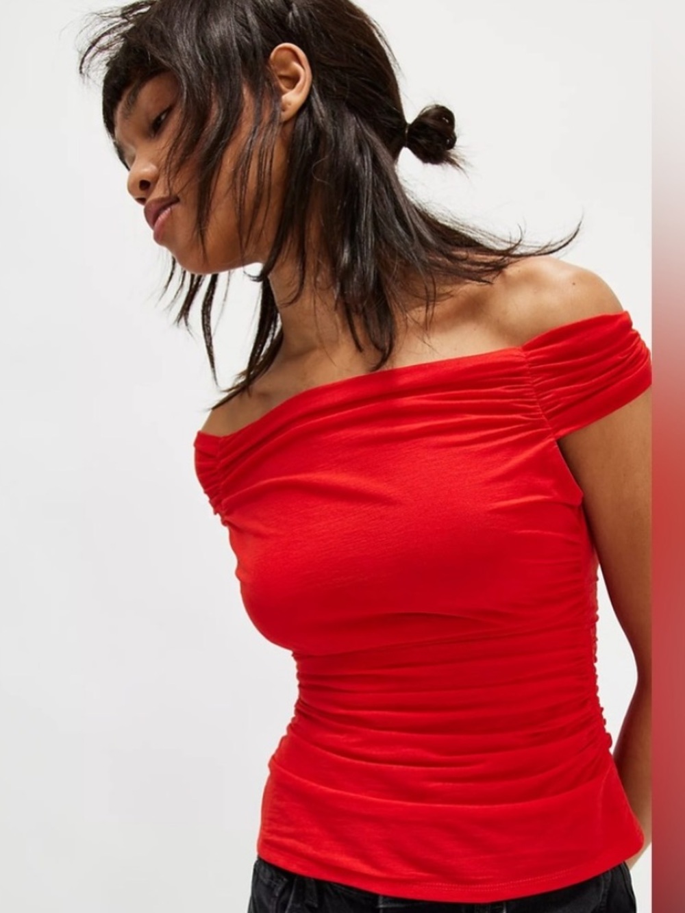 Free People Donte Red knit off shoulder Women's Tank Top